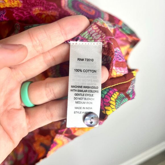 Ivy Jane Poetry In Motion Blouse Balloon Sleeves Fall Floral Colorful Boho Sz L - Picture 6 of 7